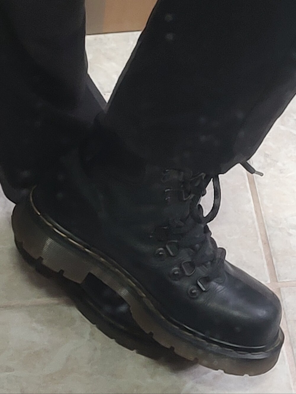 Vtg Doc Martens Industrial Steel Toe Safety Boots Air Ware Mens 5, Lady Apx 7.5
